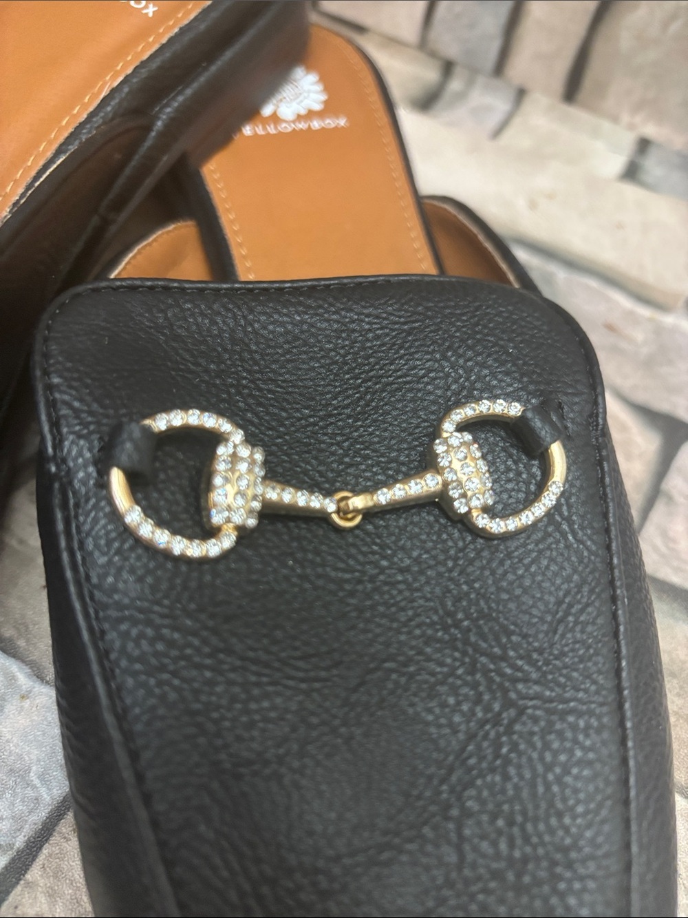 Yellow Box Jolene black loafer mules - Picture 5 of 11